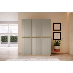 Szafa Nicole 150 cm z półkami - kaszmir / złote uchwyty